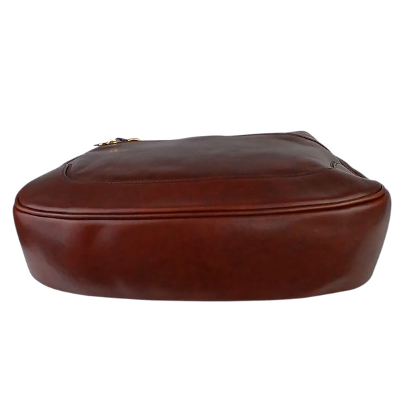 Marino Orlandi Italy VTG Large Smooth Brown Leather Shoulder Bag Brass Hardware - Picture 6 of 11